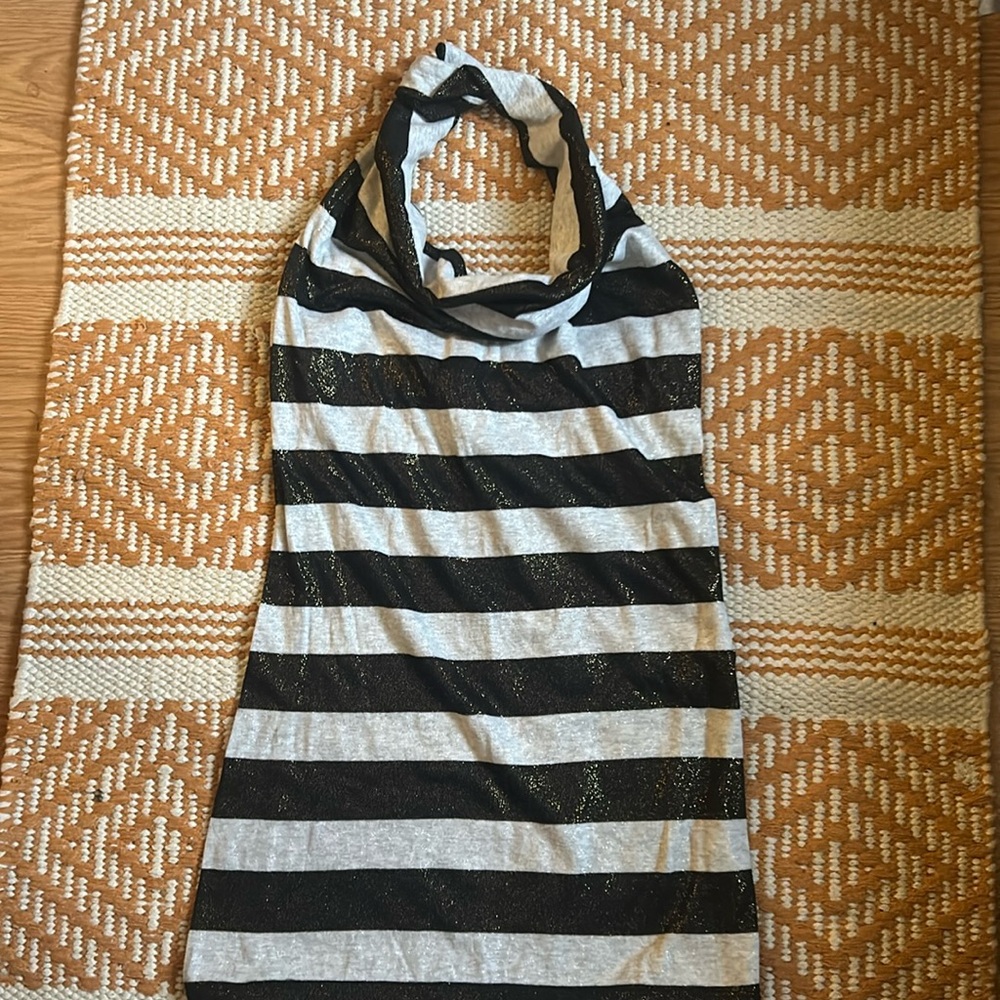 Black White & Gold-Speckle halter top